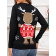 thumbnail image 3 of KelaJuan Women Christmas Sweater Winter Long Sleeve Round Neck Reindeer Pattern Loose Fit Pullover Tops, 3 of 6