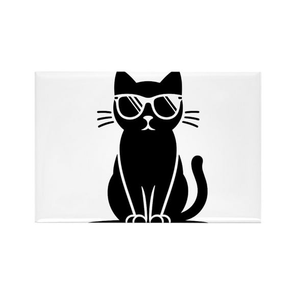 CafePress - Black Cat With Sunglasses - Rectangle Magnet, 2"x3" Refrigerator Magnet