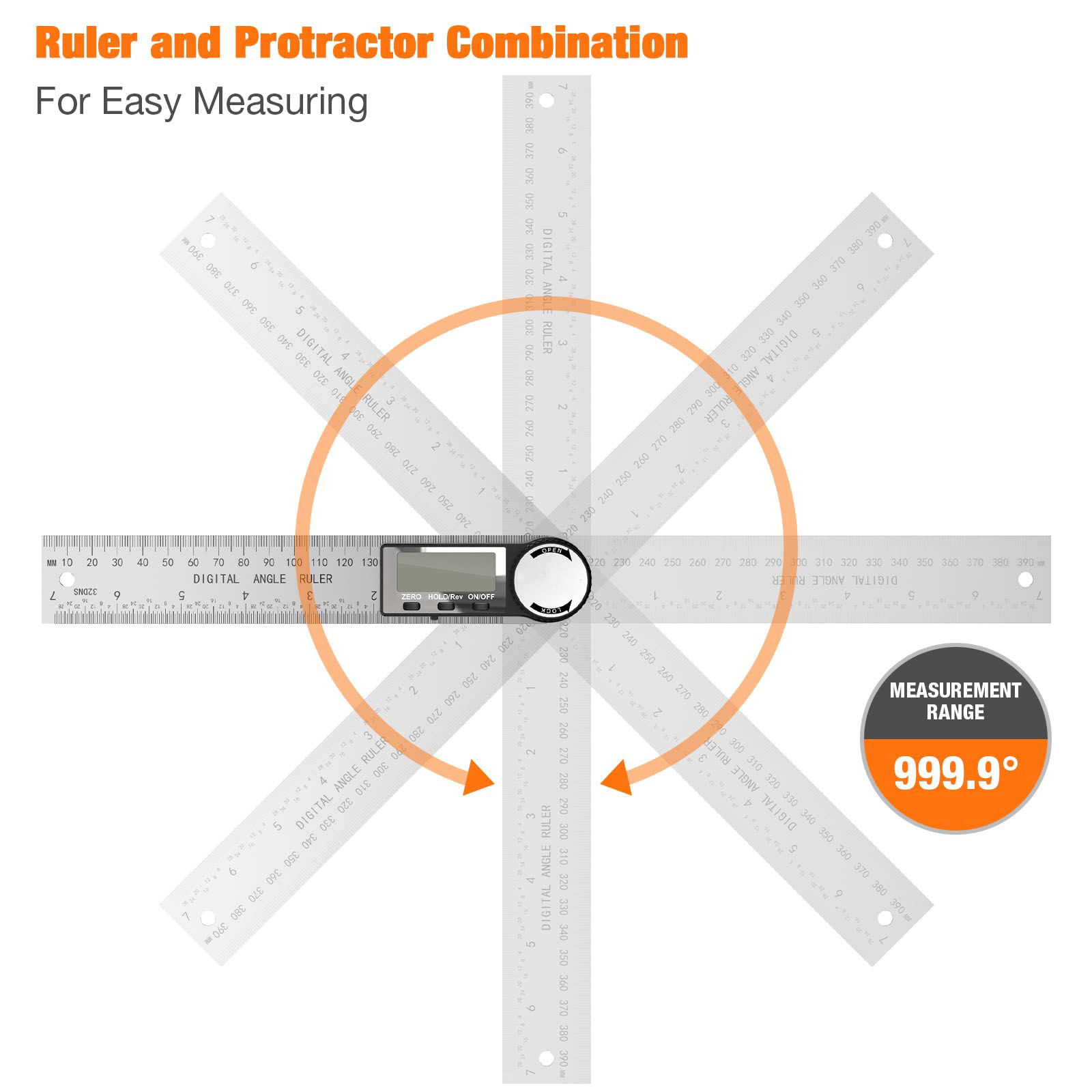 Digital Angle Finder Protractor, 2 In 1 Digital Protractor, Digital Protractor Stainless Steel Angle Measuring Tool with LCD Display, Button Measurement, Low Power Consumption with Automatic Shutdown