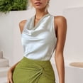 thumbnail image 4 of DAFPZW Cowl Neck Tops for Women Silk Satin Going Out Tank Top Trendy Summer Camisole Business Casual Blouses Outfits, 4 of 5