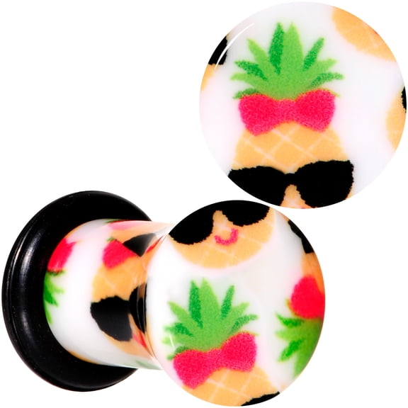 Body Candy 2G 2Pc Ear Plugs White Acrylic Cool Pineapple Single Flare Ear Plug Gauges Set of 2 6mm