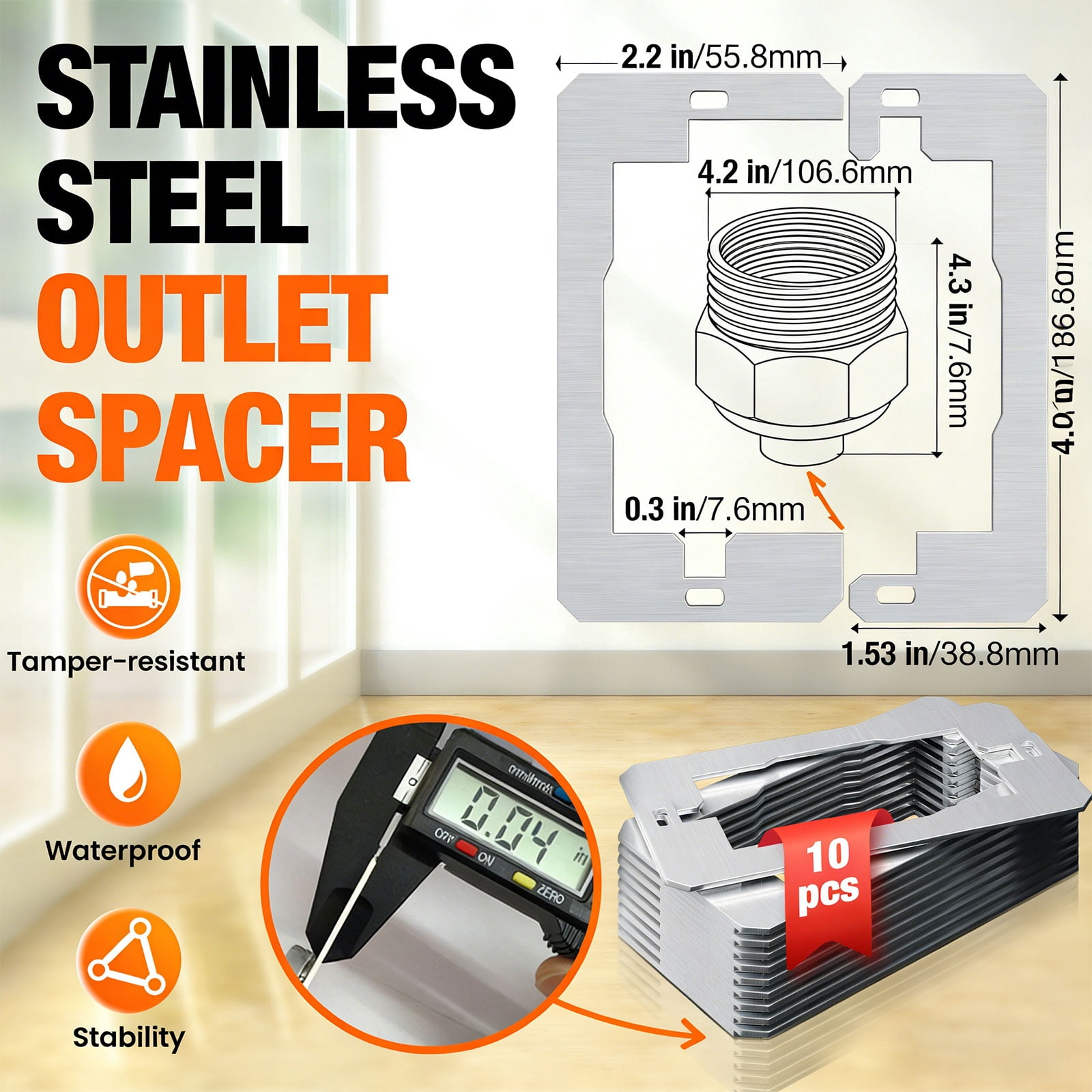 10PCS Strong Metal Outlet Spacers With Two Piece Structure For Improved Stability And Alignment