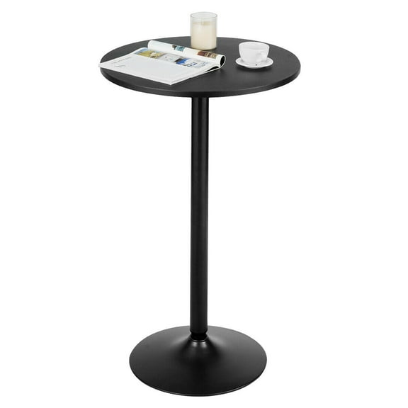 Gymax 24" Round Pub Table Bistro Bar Height Cocktail Table W/Metal Base Indoor Black