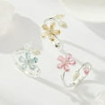 thumbnail image 5 of Chic Cherry Blossom Flower Ring for Women Pink Crystal CZ Floral Statement Rings Flower Leaf Wrap Finger Ring Adjustable Open Band Rings, 5 of 9
