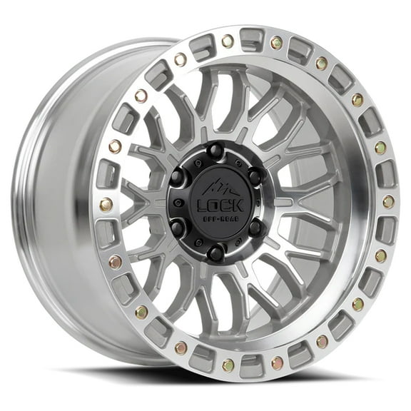 Lock Off-Road COMBAT 17X9 5X127 -12mm Machine W/ Clear Coat Wheel Rim 17" Inch