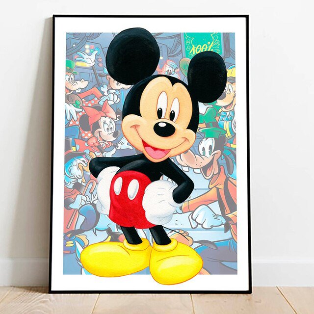 Disney Mickey Mouse and Donald Duck Cartoon Canvas Painting Poster and Print Wall Art Pictures for Kids Room Deco Birthday Gift13x18cm Unframed Gao Jinjia LED