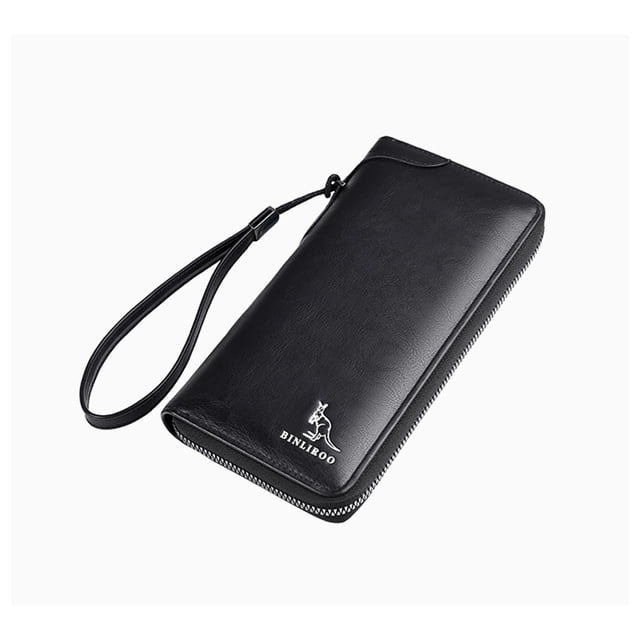Qarigey Cartera con cremallera larga, bolsa para dinero de crédito, monedero, tarjetero, cremallera plegable antirrobo para teléfono para ama Carteras Negro