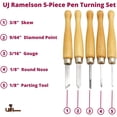 thumbnail image 2 of 5pc Mini Lathe Wood/Pen Wood Turning Tools w/Tool Roll Woodworking RAMELSON USA, 2 of 4