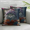 thumbnail image 2 of MDO Short Plush Pillow Covers Merry Christmas Cat Square Pillow Case for Bedroom, Sofa, Car Decoration,Various sizes available, 2 of 5