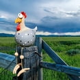 thumbnail image 3 of Estatua de pollo para decoración de jardín, valla de resina, columpio, adorno para patio, cabeza de estancia, parodia de pollo, diseño divertido de pollo (amarillo) ER, 3 of 5