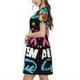 thumbnail image 2 of Goofa I Love My Autism Pattern Women Summer Short Sleeve Midi Dress with Pockets Casual Aline Flowy Tshirt Dress Vocation Beach Sundress, 2 of 6