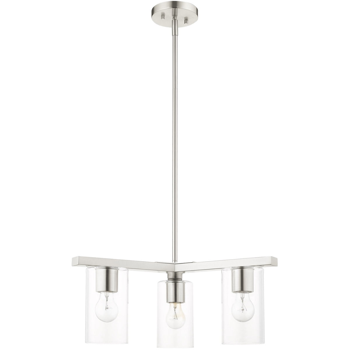 3 Light Brushed Nickel Chandelier with Clear Glass Shade