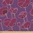 thumbnail image 2 of Ambesonne Floral Fabric by the Yard Upholstery, Poppy Flower and Bud Motifs, 5 Yards, Raspberry Dark Magenta, 2 of 5