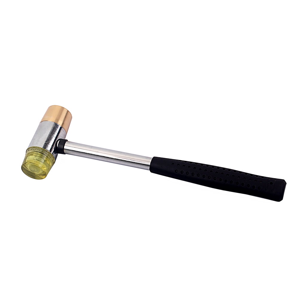 Vensio -Professional Brass Fret Hammer for Guitar Luthier Work, Double Head Fretting Tool with UHMW and Brass Heads and Solid Wood Handle, Yellow 10.4 Inch