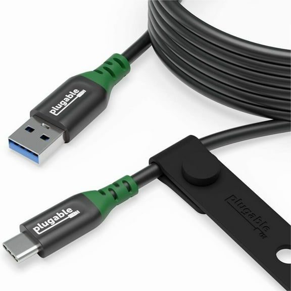 Plugable USB C to USB A Cable, USB 3.2 Gen 2 USB Cables, 3A (15W) Charging USB C Data Cable 5Gbps for iPhone 15, iPad, Samsung Galaxy, Tablets, Laptops, 6 Feet with Cable Management Strap (USBC-A2M)