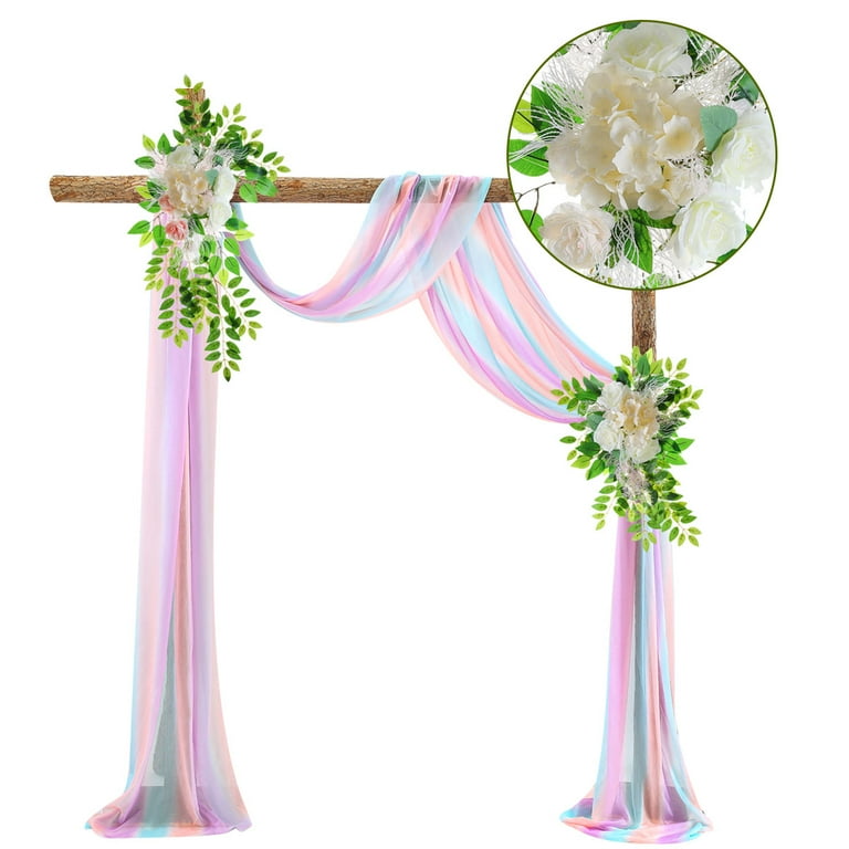 3-Piece Wedding Backdrop Curtains, Chiffon Drapes Panels for Arch Party  Wedding Decorations, Includes Left Corner Flowers, Right Corner Flowers,  1pc
