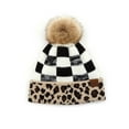 thumbnail image 6 of CC Cabin Cozy Leopard Plaid Beanie, 6 of 7
