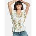 thumbnail image 4 of Time And Tru Women's Peplum Top with Flutter Sleeves, Sizes XS-XXXL, 4 of 5