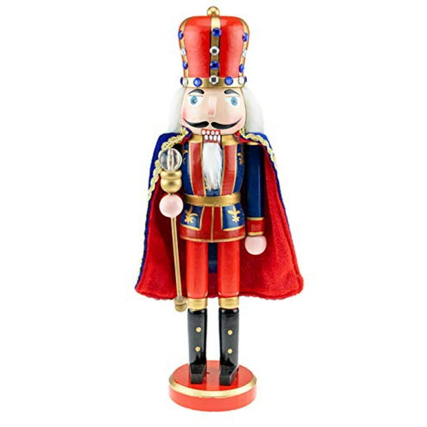 Clever Creations Blue King 14 Inch Traditional Wooden Nutcracker, Festive Christmas Décor for Shelves and Tables Clever Creations Blue King 14 Inch Traditional Wooden Nutcracker, Festive Christmas Décor for Shelves and Tables