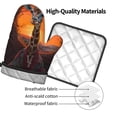 thumbnail image 4 of Xecao Tree Hollow Meditating Giraffe Pattern Oven Mitts and Pot Holders Sets Heat Resistant Silicone Oven Mittens Extra Thicken Long Kitchen Cotton Oven Glove for Cooking, 4 of 7