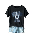 thumbnail image 2 of Qulqfy Women's Puppy Shirts Cute Dog Print Cartoon Black Shirts Graphic Women Short Sleeve Tops L, 2 of 4
