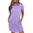 thumbnail image 2 of EKOUAER Tshirt Nightgowns for Women Slub-knit Sleepshirt Soft Night Gown Short Sleeve Sleepwear Night Dress with Pockets, 2 of 6