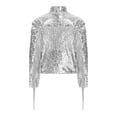 thumbnail image 5 of iiniim Tassel Boys Sequin Jackets Mock Neck Jacket Zip Up Coat Sparkle Outwear Performance Clothes White 8, 5 of 7