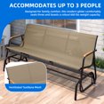 thumbnail image 5 of Dextrus 3-Person Outdoor Glider Bench, Patio Double Swing Rocking Chair Loveseat w/Powder Coated Steel Frame for Backyard Garden Porch, Brown, 5 of 10