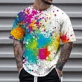 thumbnail image 1 of Mens Spring Autumn All Print Short Sleeve Round Neck T Shirt Floral Trend Bottoming Shirt Tops Clothes, 1 of 4