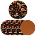 thumbnail image 2 of Thanksgiving 6PCS Round Coasters Set, Microfiber Leather Drink Coasters, 11x11 cm/4.3x4.3 in, 2 of 6