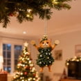 thumbnail image 4 of Wooden Christmas Cat Ornaments Flat 2D Holiday Tree Decorations With Hanging Rope, 4 of 7