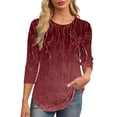 thumbnail image 6 of HomeGardon 3/4 Length Sleeve Womens Tops,Womens Shirts Women's Round Neck Cover Casual Printed Fashion Top,S-XXL, 6 of 7