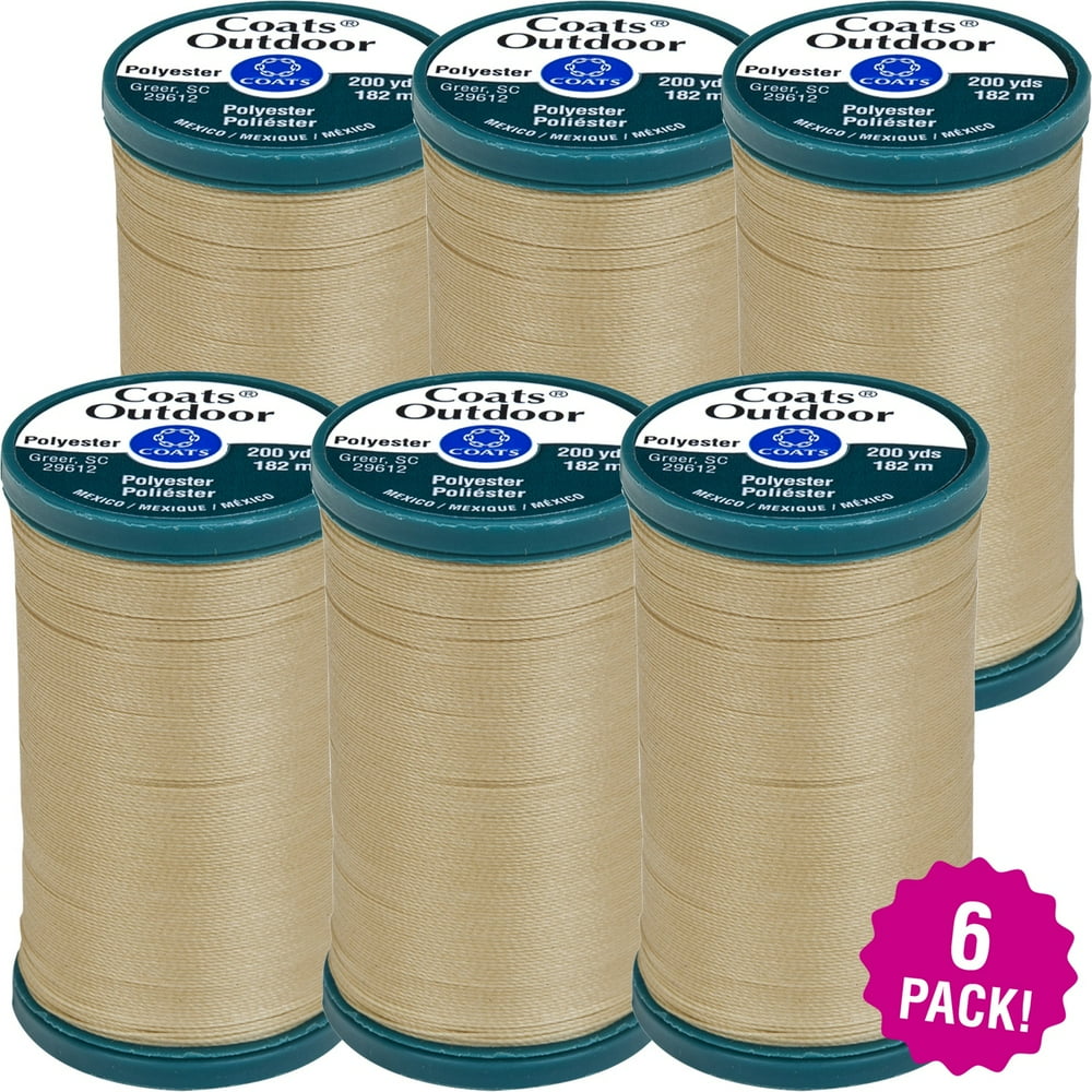 Coats Outdoor Living Thread 200yd Buff, Multipack of 6