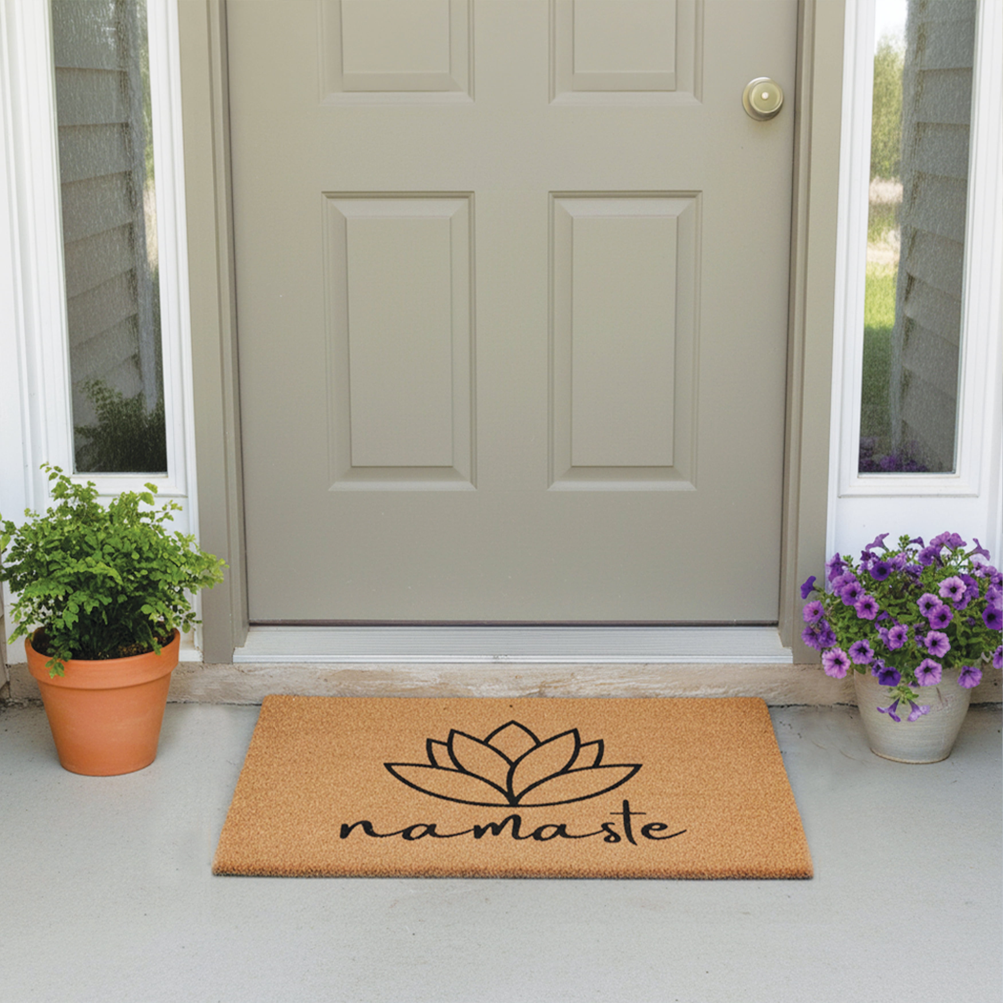 Namaste Lotus Non Slip Vinyl Backing, Front Door Mat, Entryway Door Mat, 17"x29"