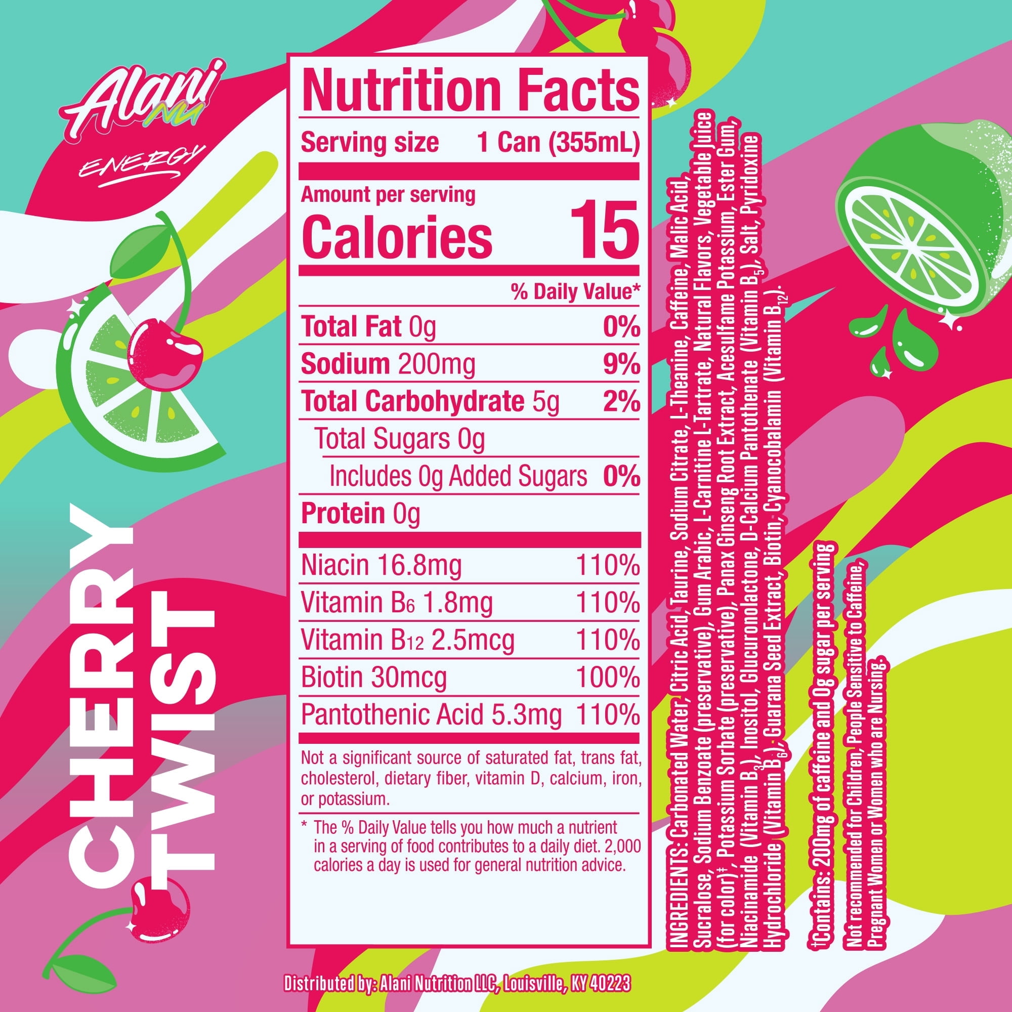 Alani Nu Sugar Free Energy Drink – Cherry Twist – 12 fl oz (6 Pack)