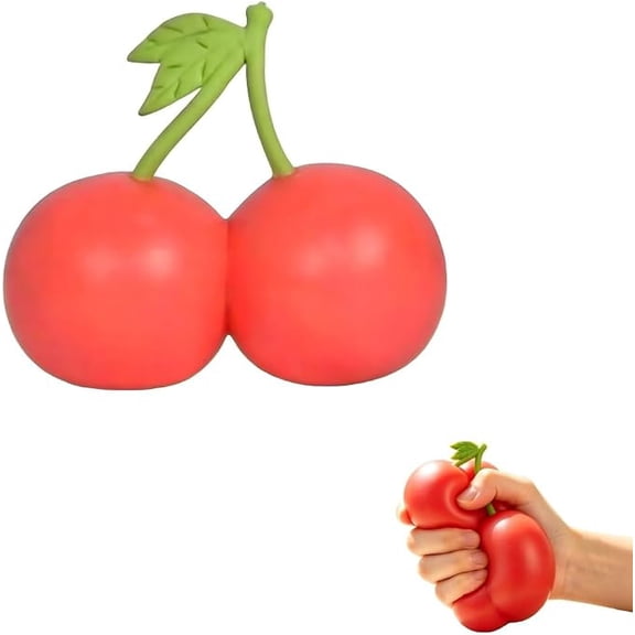Cherry Squishy Squeeze Stress Ball,5.9" Stress Relief Toy-Filled Squishy