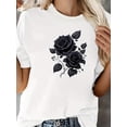 thumbnail image 4 of Camiseta deportiva informal con estampado de rosas para mujer, cuello redondo y manga corta, ideal para adultos, hombres, mujeres, adolescentes y jóvenes., 4 of 8