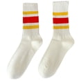thumbnail image 2 of Daznico Unisex Ribbed Knit Mid Crew Socks Multi Striped Elastic Breathable Stretch Stockings s Footwear for Daily Casual Outfits, 2 of 3