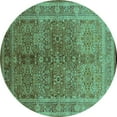 thumbnail image 1 of Ahgly Company Indoor Round Oriental Turquoise Blue Industrial Area Rugs, 7' Round, 1 of 4