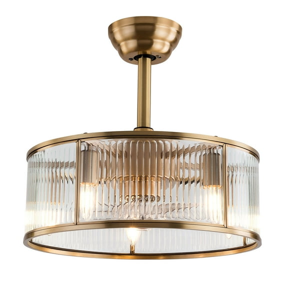 Stylish Ceiling Fan Light with 6 Wind Speeds, Remote Control, Pure Copper Motor, Gold Retro Style, Perfect for Living Rooms, Kitchens, and Bedrooms