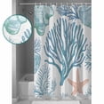 thumbnail image 4 of Summer Marine Life Shower Curtain, 48" x 72", Ocean Coral Simple Lines Art Waterproof Bathroom Curtain Washable Shower Curtain Set with 12 Hooks, 4 of 6