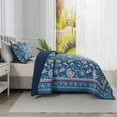 thumbnail image 3 of NEWLAKE Queen Quilt Bedding Sets Floral Quilt Bedding Sets 3-Piece Microfiber Reversible Bedspreads Patchwork Coverlet Rustic Bedding Set, Blue Quilt, 3 of 9