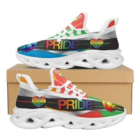 

2024 Women s Chunky Sneakers LGBT Pride Heartbeat Platform Vulcanize Shoes Fashion Breathable Casual Walking Shoes