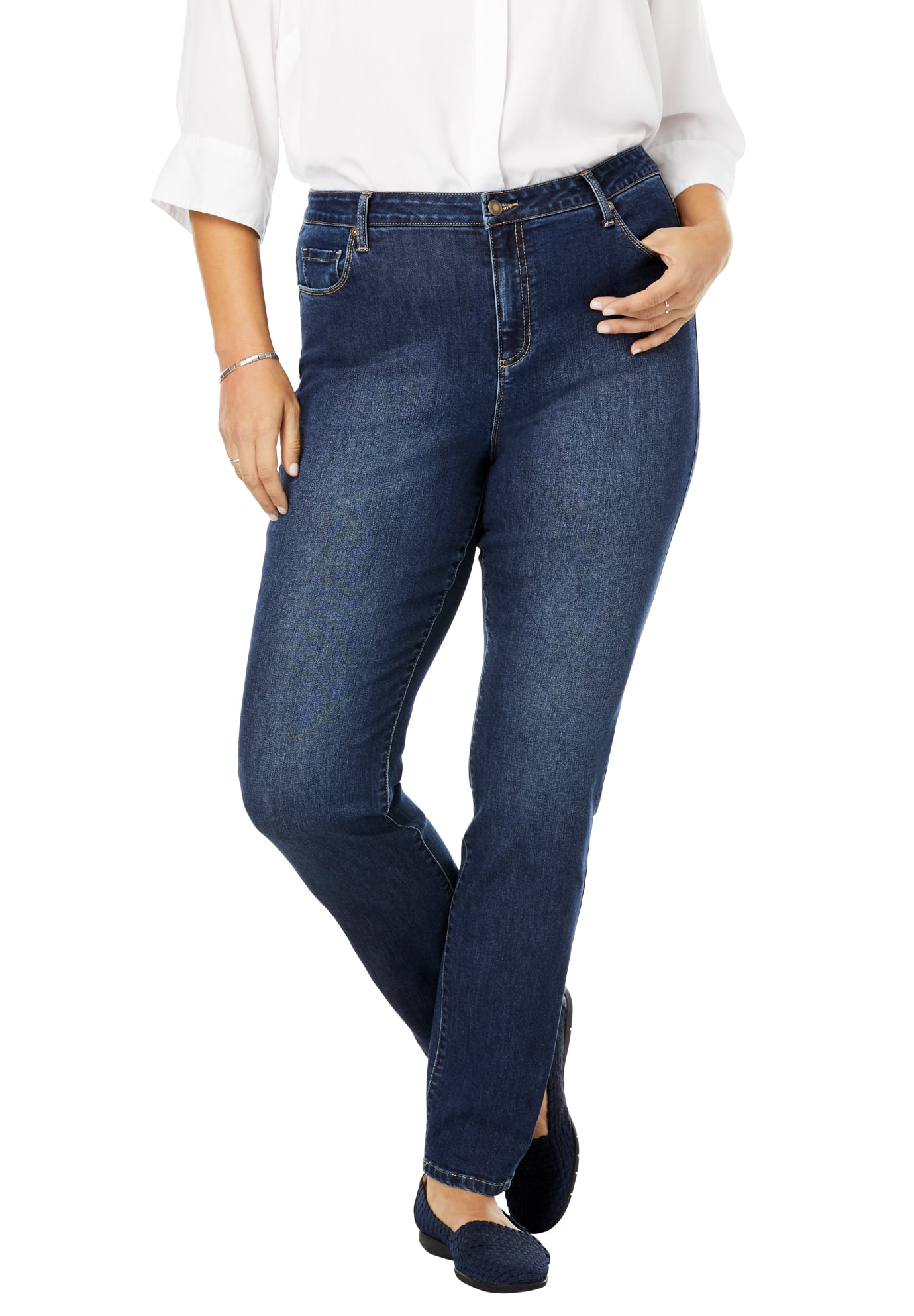 woman within straight leg jeans