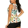 thumbnail image 3 of Xecao Racket and Tennis Ball print women's scoop neck, loose-fit workout tank tops for the gym., 3 of 9