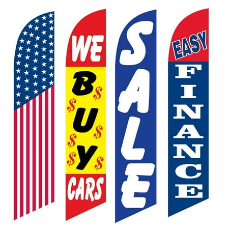 4 Advertising Swooper Flags America We Buy Cars Sale Easy Finance