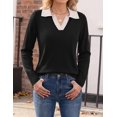 thumbnail image 4 of Zeagoo Womens Sweaters Long Sleeve Polo Shirts V Neck Business Casual Tops Knit Pullover Fall, 4 of 6