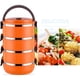 thumbnail image 2 of Inteprter Caja Bento, contenedor de comida apilable, fiambrera aislante a prueba de fugas de acero inoxidable para microondas, pícnic en casa, Mostrada Naranja/4 capas Inteprter HA067859-02, 2 of 6