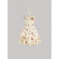thumbnail image 6 of Yellow 2 Gingham Daisy Print Ruched Halter Dress With Tiered Ruffle Skirt, 6 of 29
