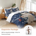 thumbnail image 7 of Christmas Watercolor Bedding Duvet Cover Set Twin Size 4 Pieces Snowman Snowflakes Blue Vintage Bedding Set with Zipper Closure, 1 Comforter Cover 68x86 Inches 1 Flat Sheet & 2 Pillow Cases, 7 of 7